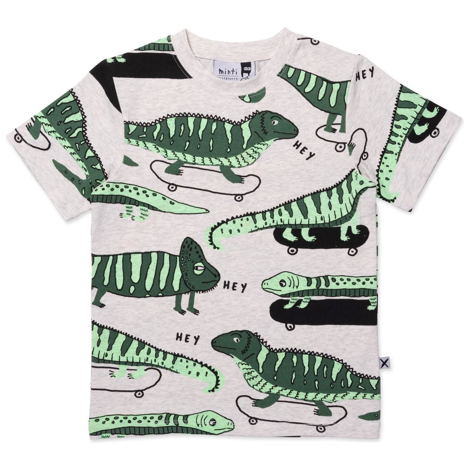 Skate Lizards Tee- White Marle
