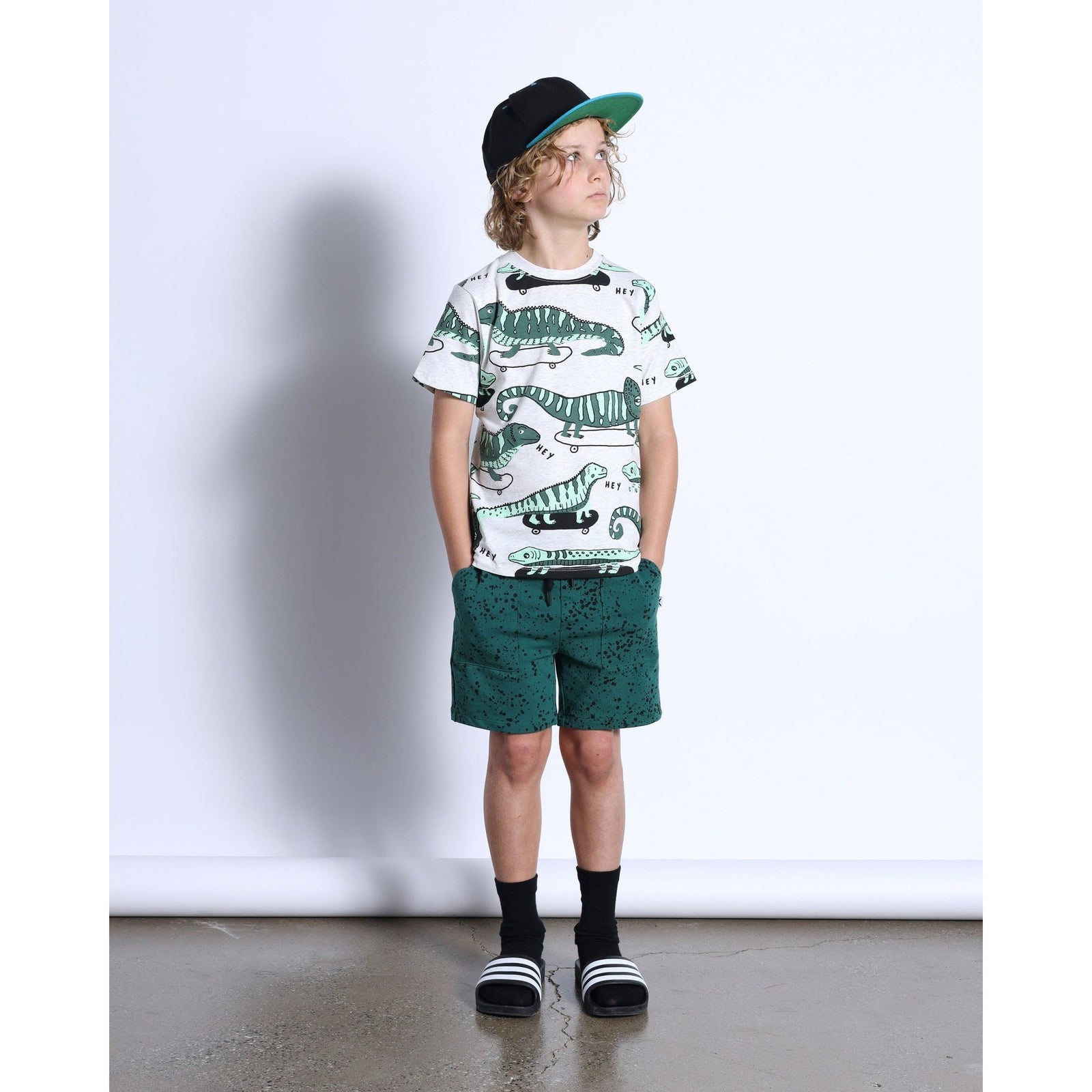 Skate Lizards Tee- White Marle