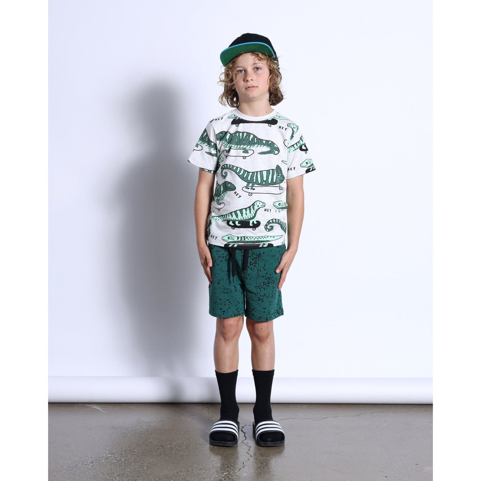 Skate Lizards Tee- White Marle