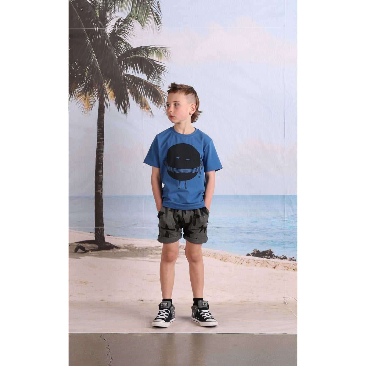 Sneaky Saturn Tee- Blue