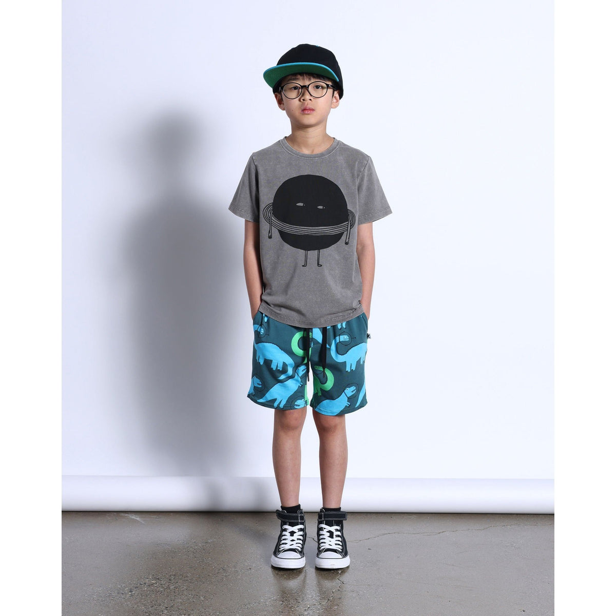 Sneaky Saturn Tee- Grey Wash