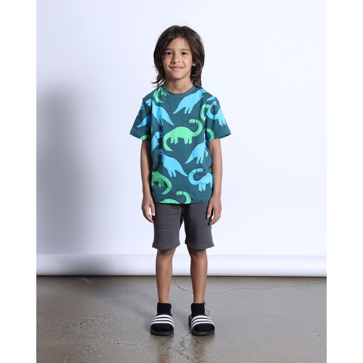 Space Dinos Tee- Dark Green