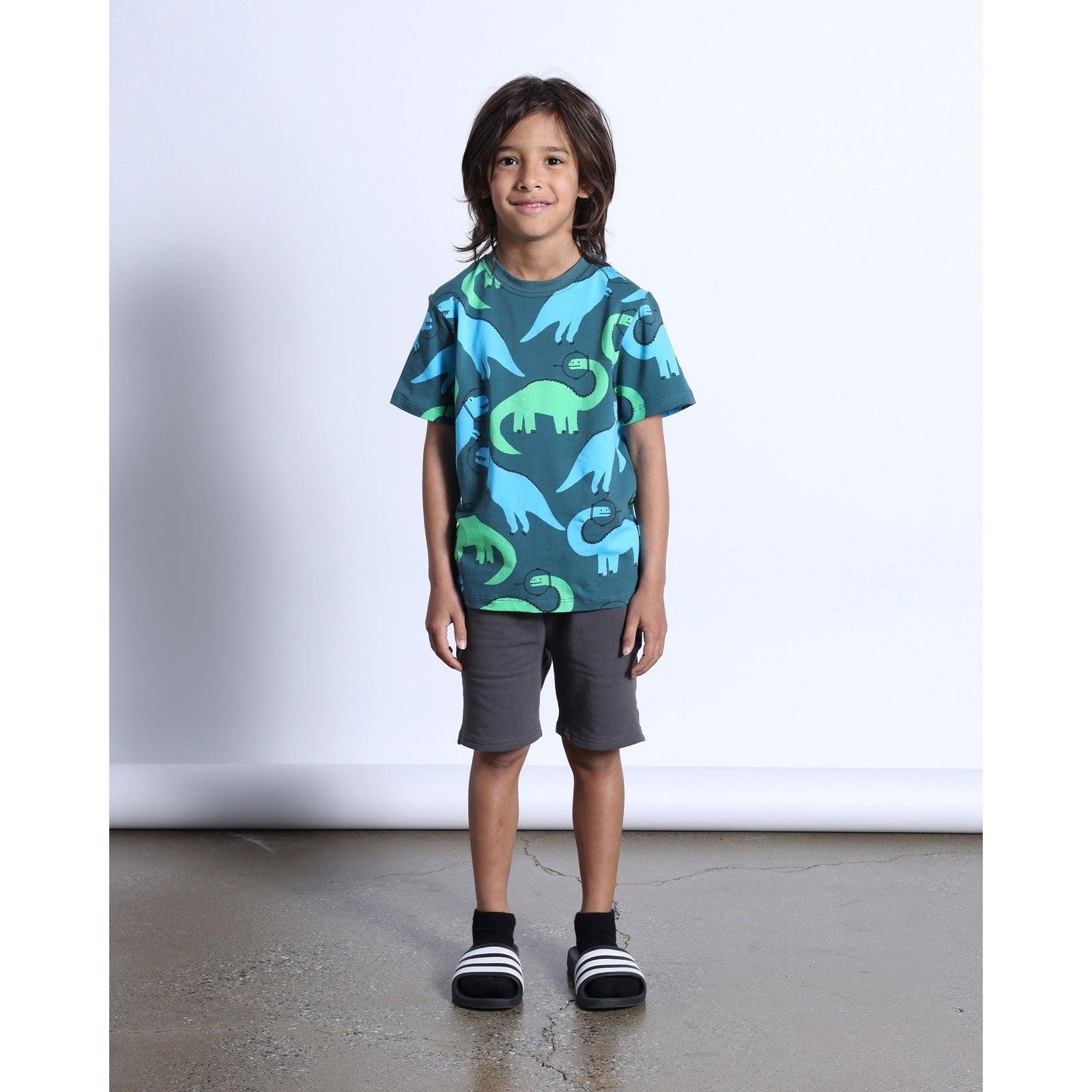 Space Dinos Tee- Dark Green