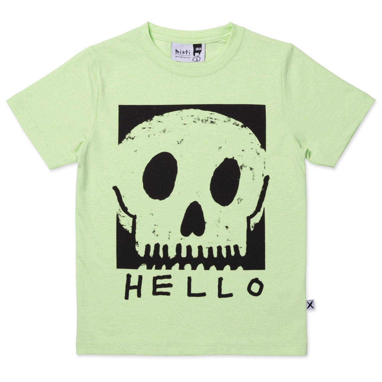 Square Skull Tee- Lime