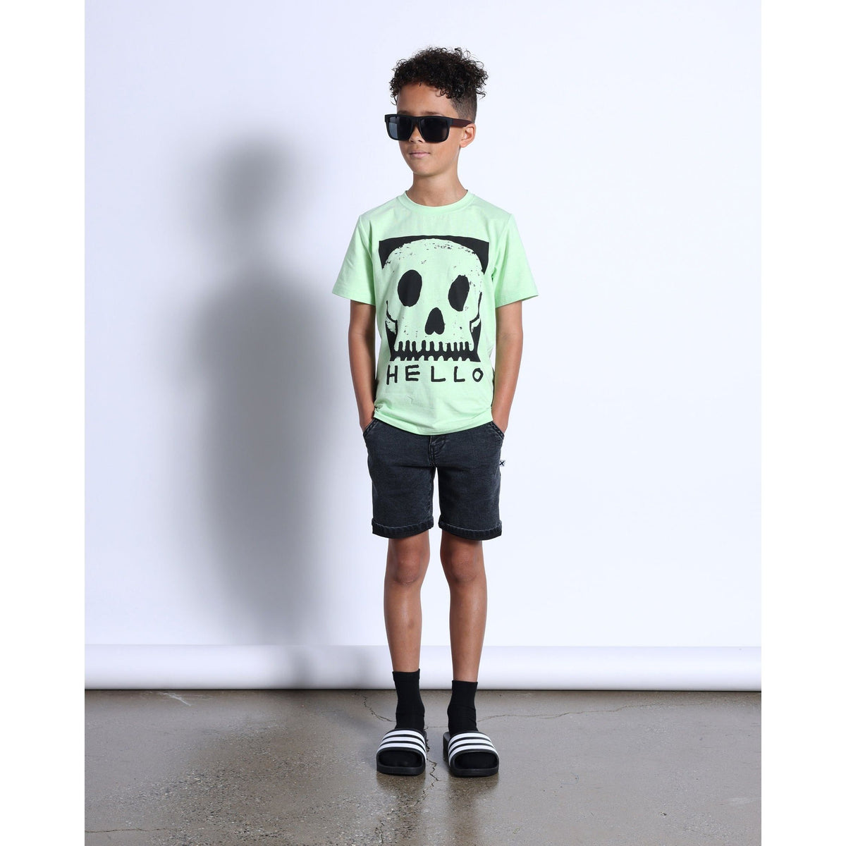 Square Skull Tee- Lime