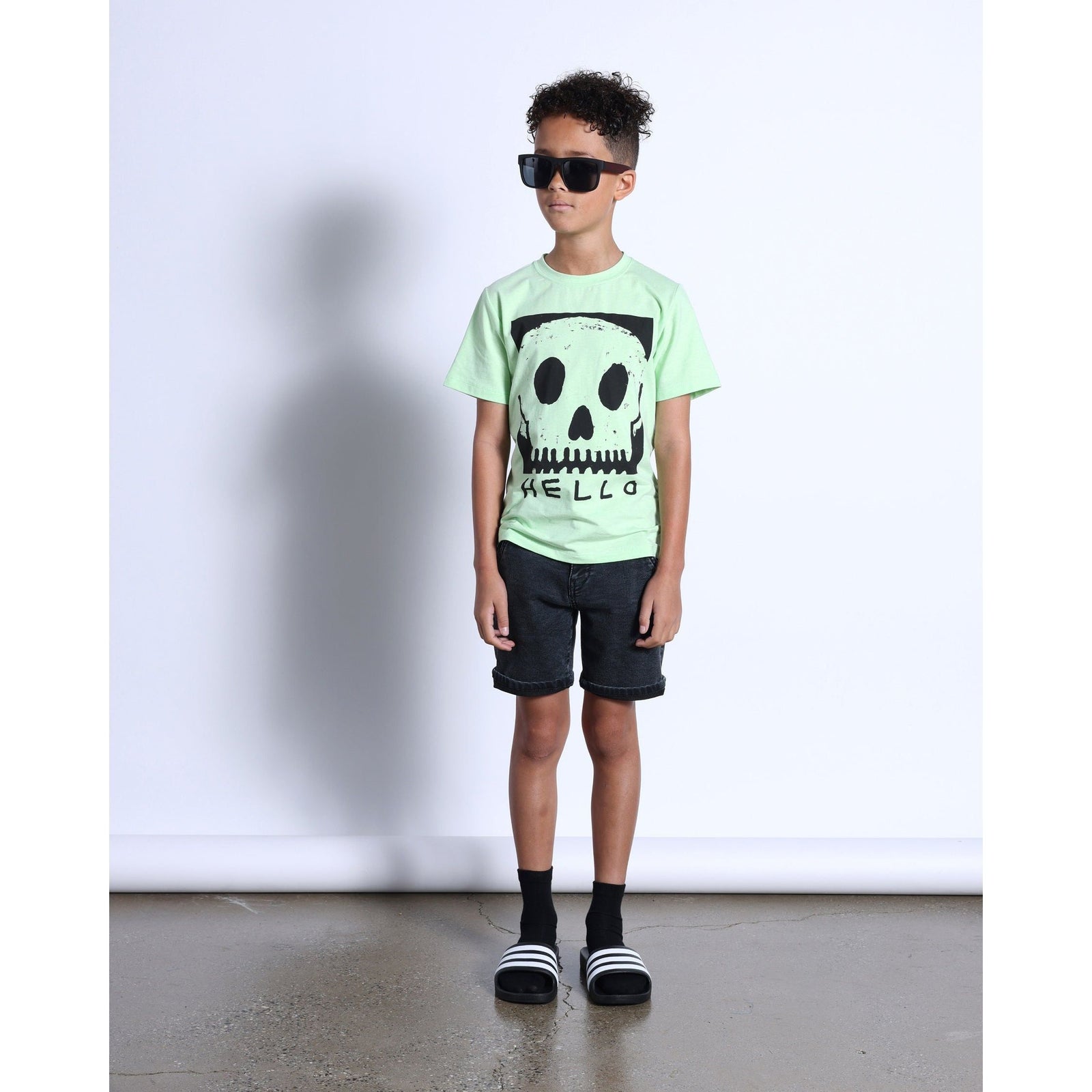 Square Skull Tee- Lime