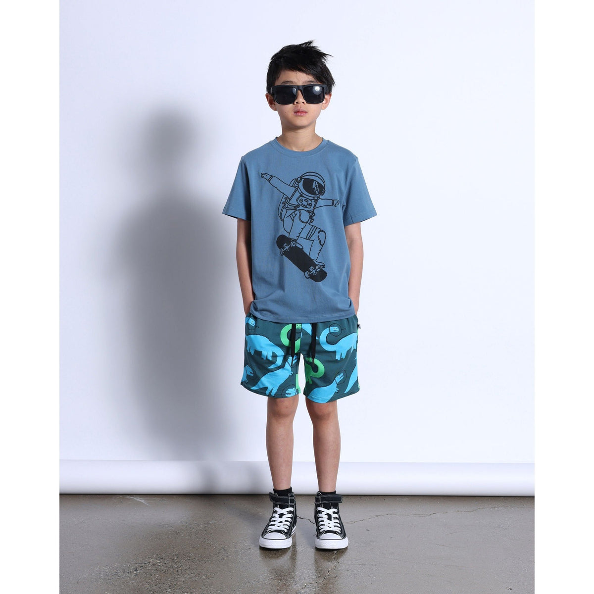 Space Dinos Short- Dark Green