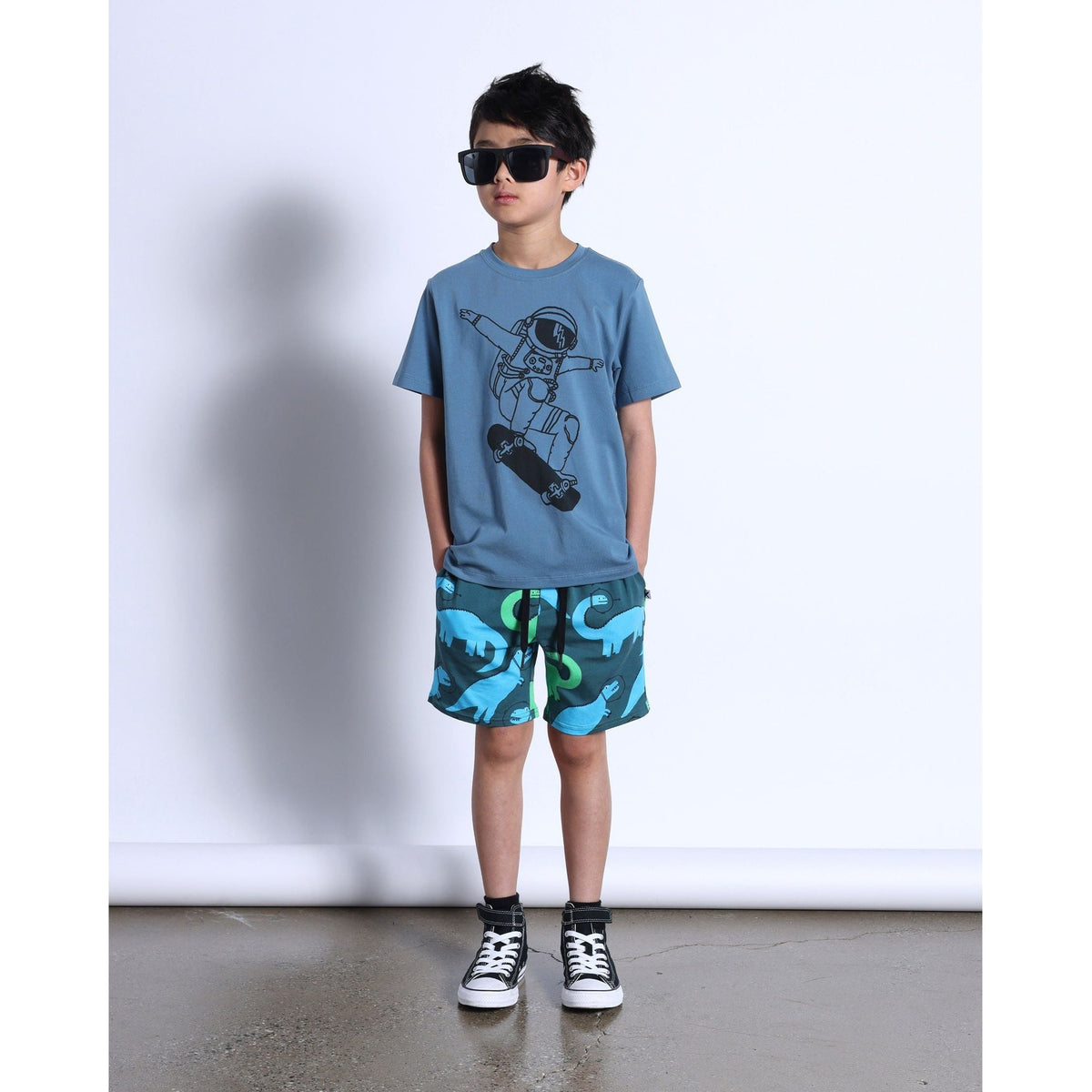 Space Dinos Short- Dark Green