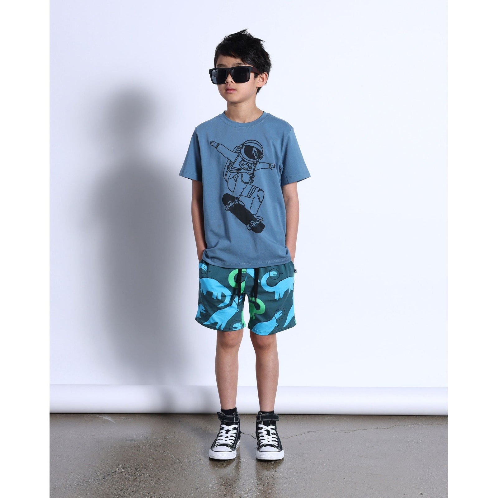 Space Dinos Short- Dark Green