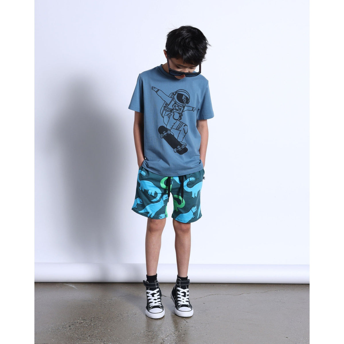 Space Dinos Short- Dark Green