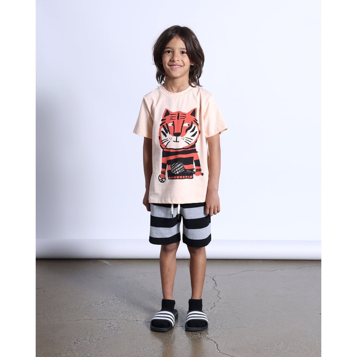 Duo Short- Black/Grey Marle Stripe