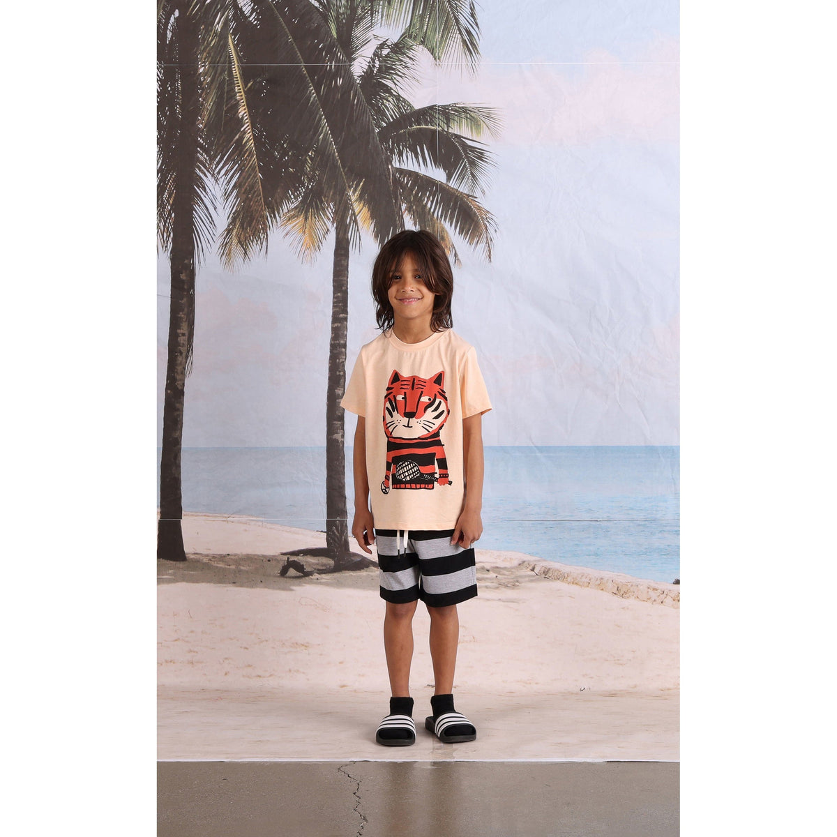 Sports Tiger Tee- Light Orange Marle