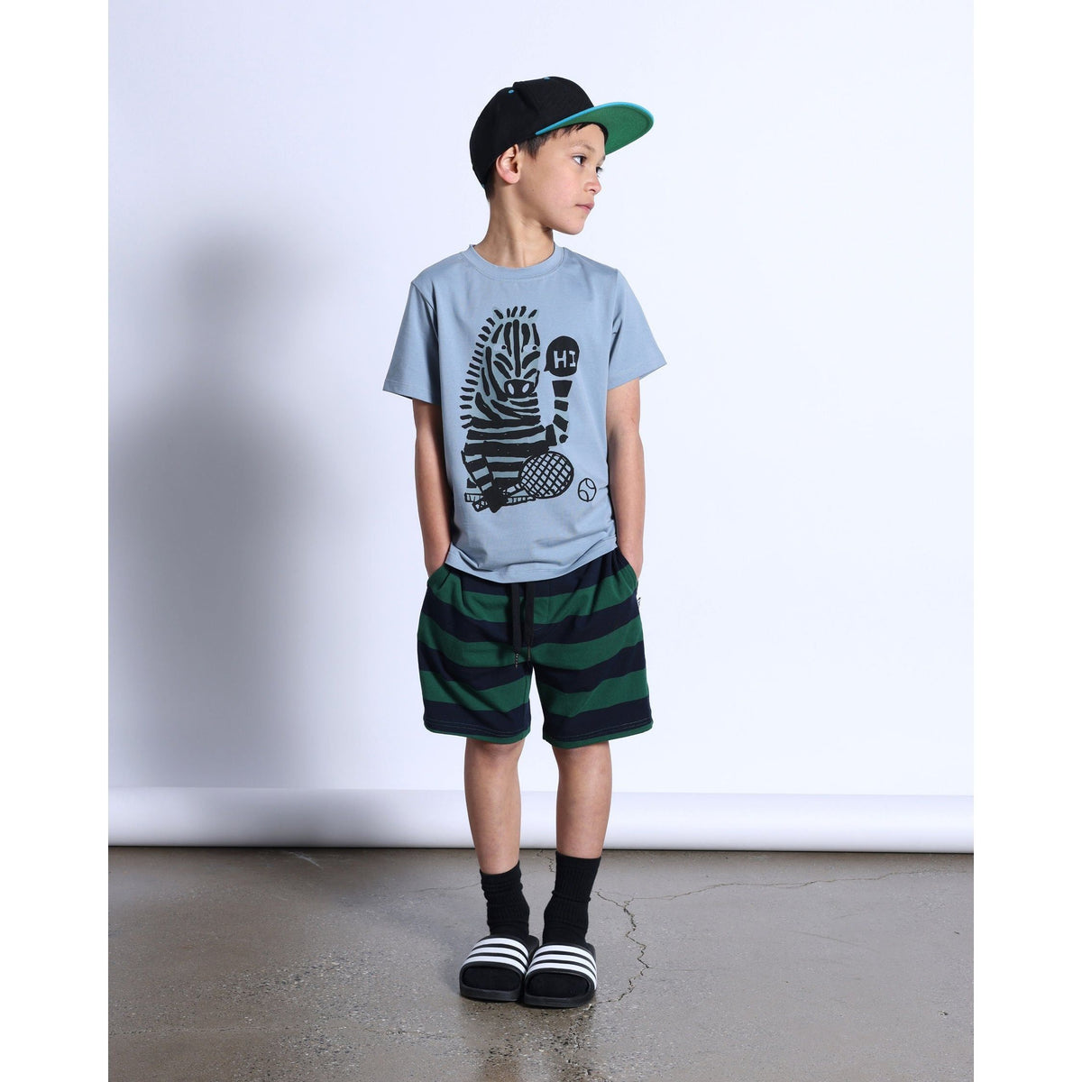 Duo Short- Green/Navy Stripe