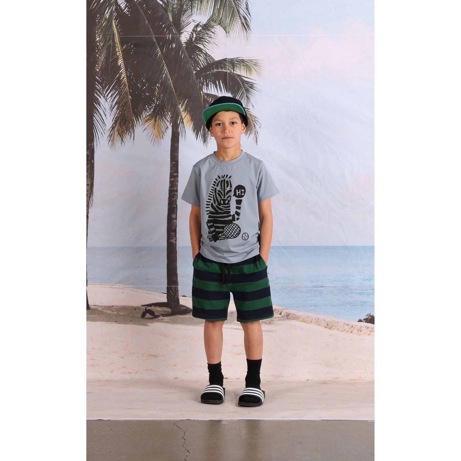 Sports Zebra Tee- Denim Marle