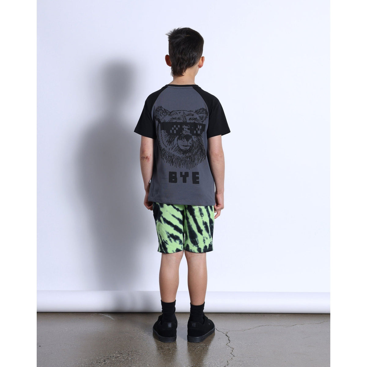 Hello Leopard Bye Bear Tee- Dark Grey/Black