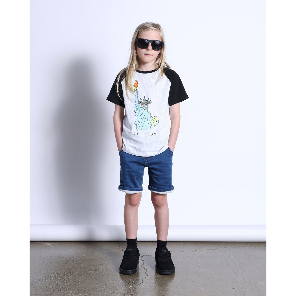 Icecream For All Tee- White Marle/Black