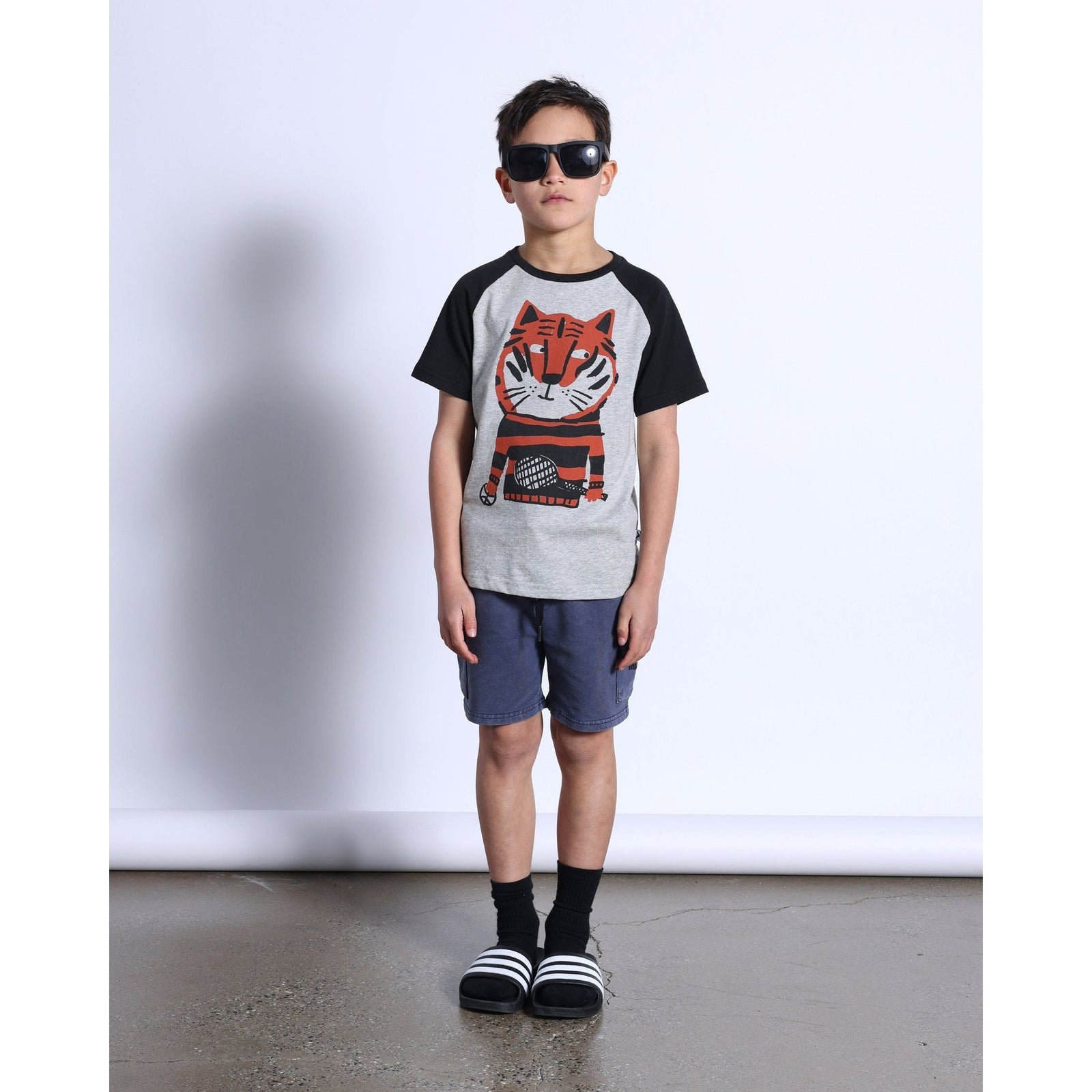 Sports Tiger Tee- Grey Marle/Black