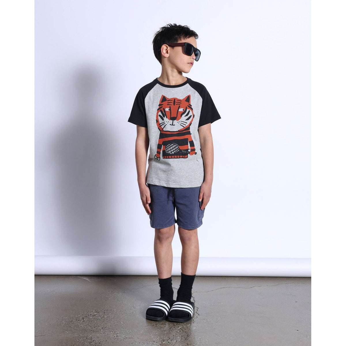 Sports Tiger Tee- Grey Marle/Black