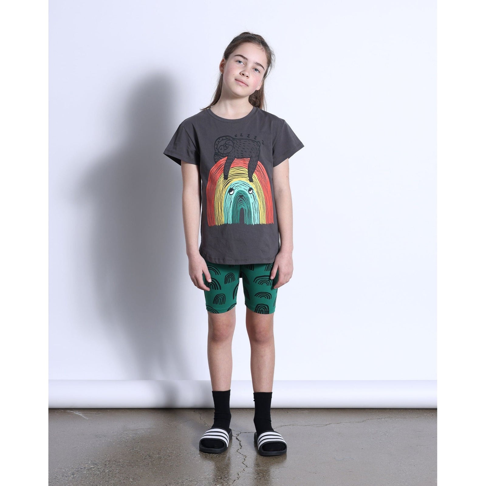 Sloth-Bow Tee- Dark Grey