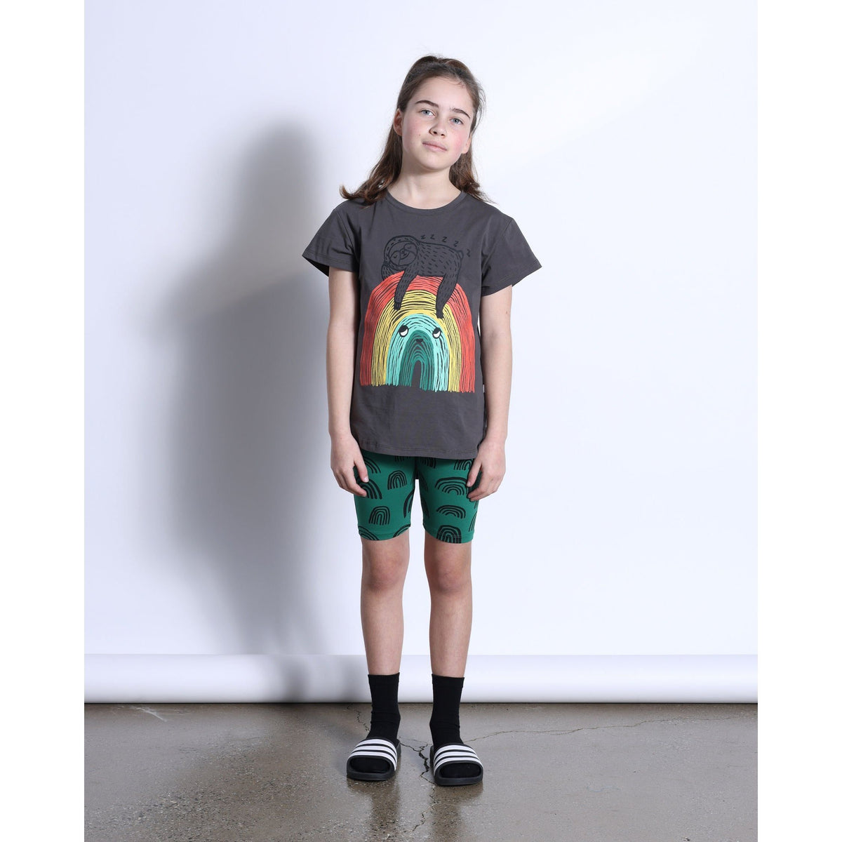 Sloth-Bow Tee- Dark Grey