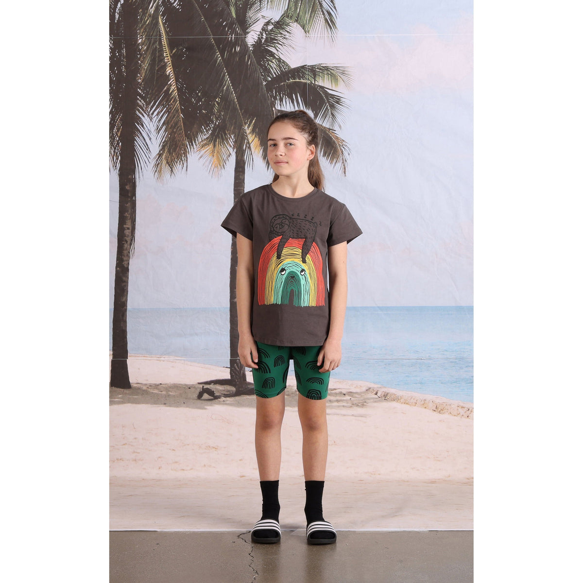 Sloth-Bow Tee- Dark Grey