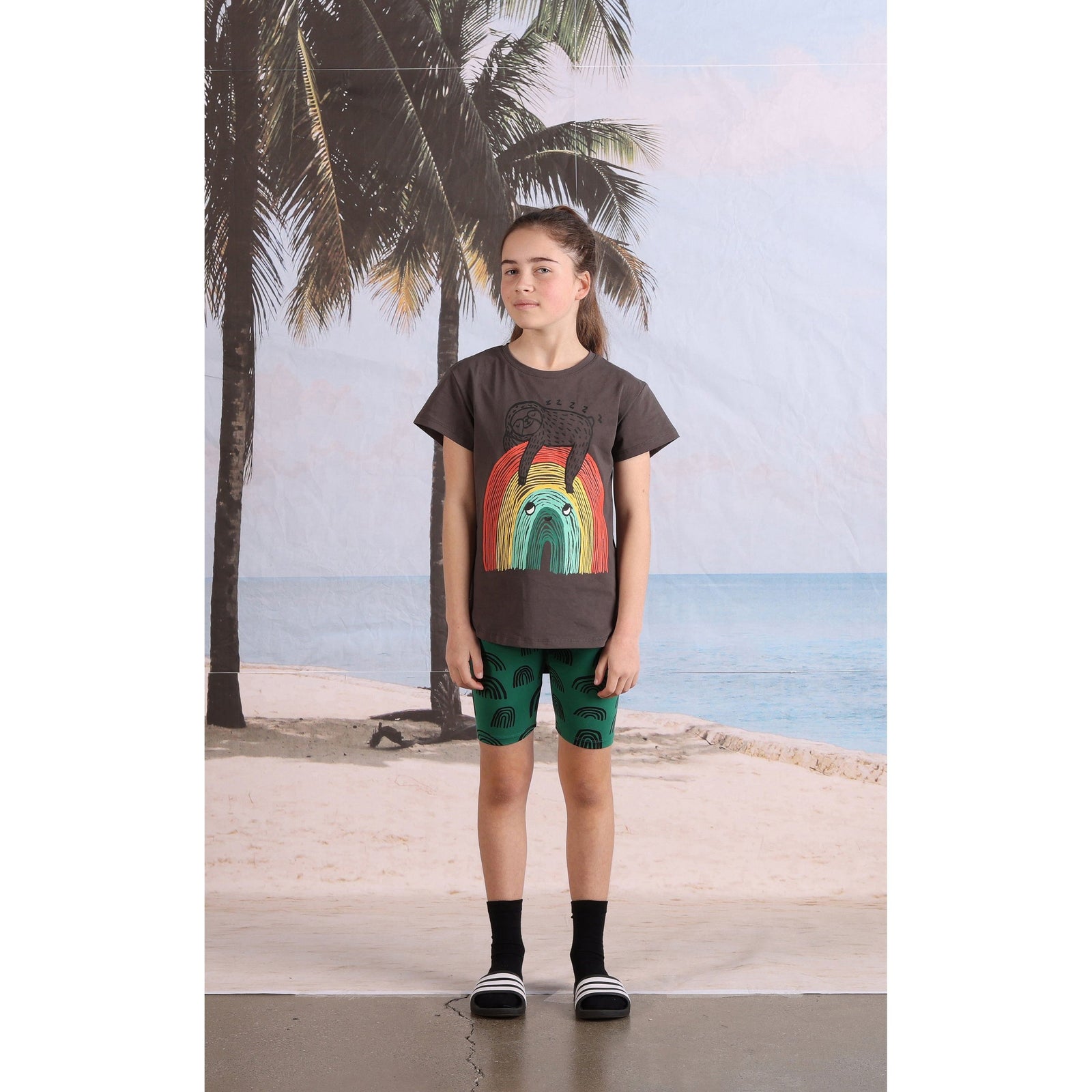 Sloth-Bow Tee- Dark Grey