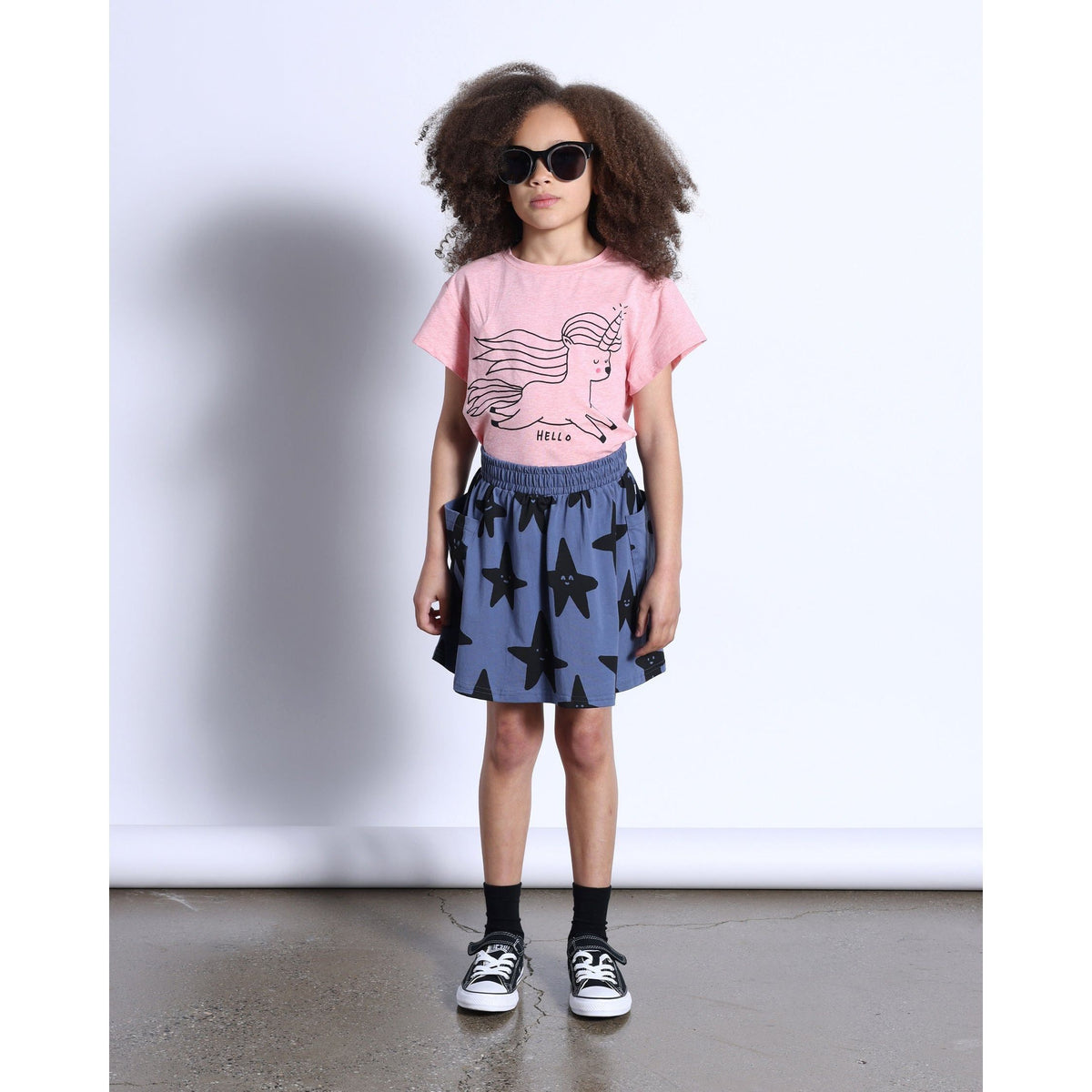 Hello Bye Unicorn Tee- Strawberry Marle