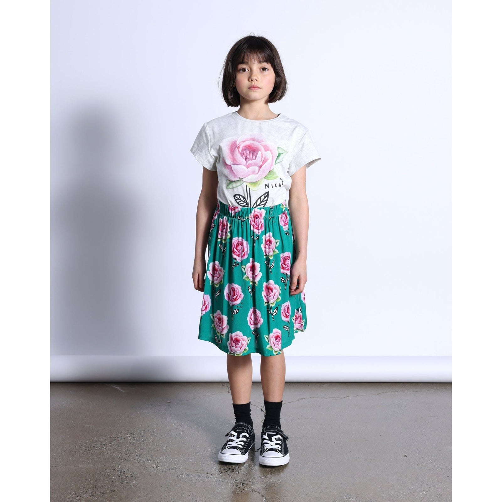 Nice Flower Tee- White Marle