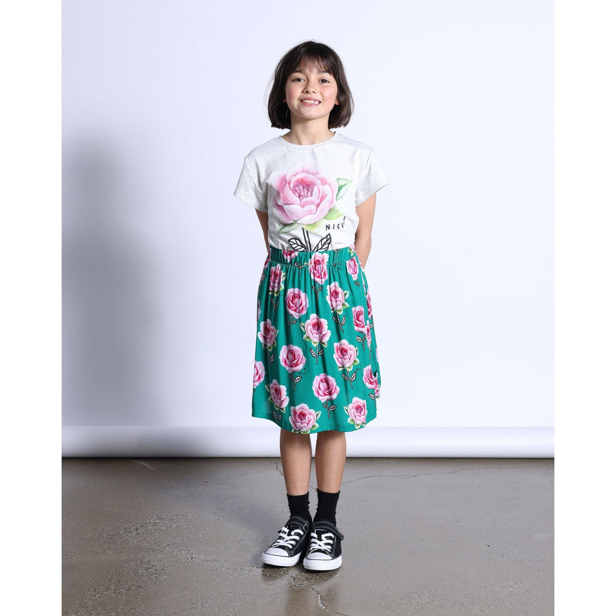 Nice Flower Tee- White Marle