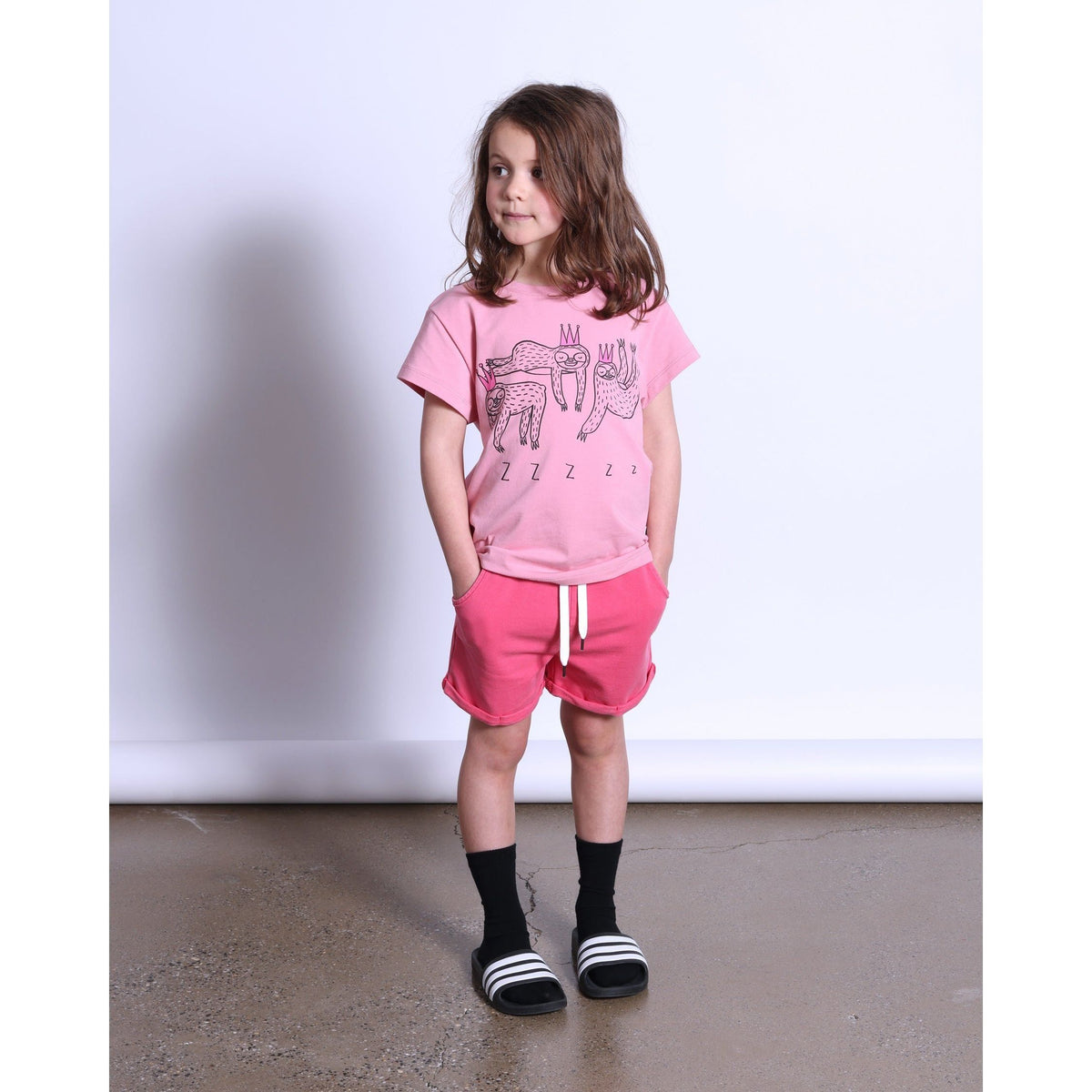 Sleepy Sloths Tee- Fuchsia