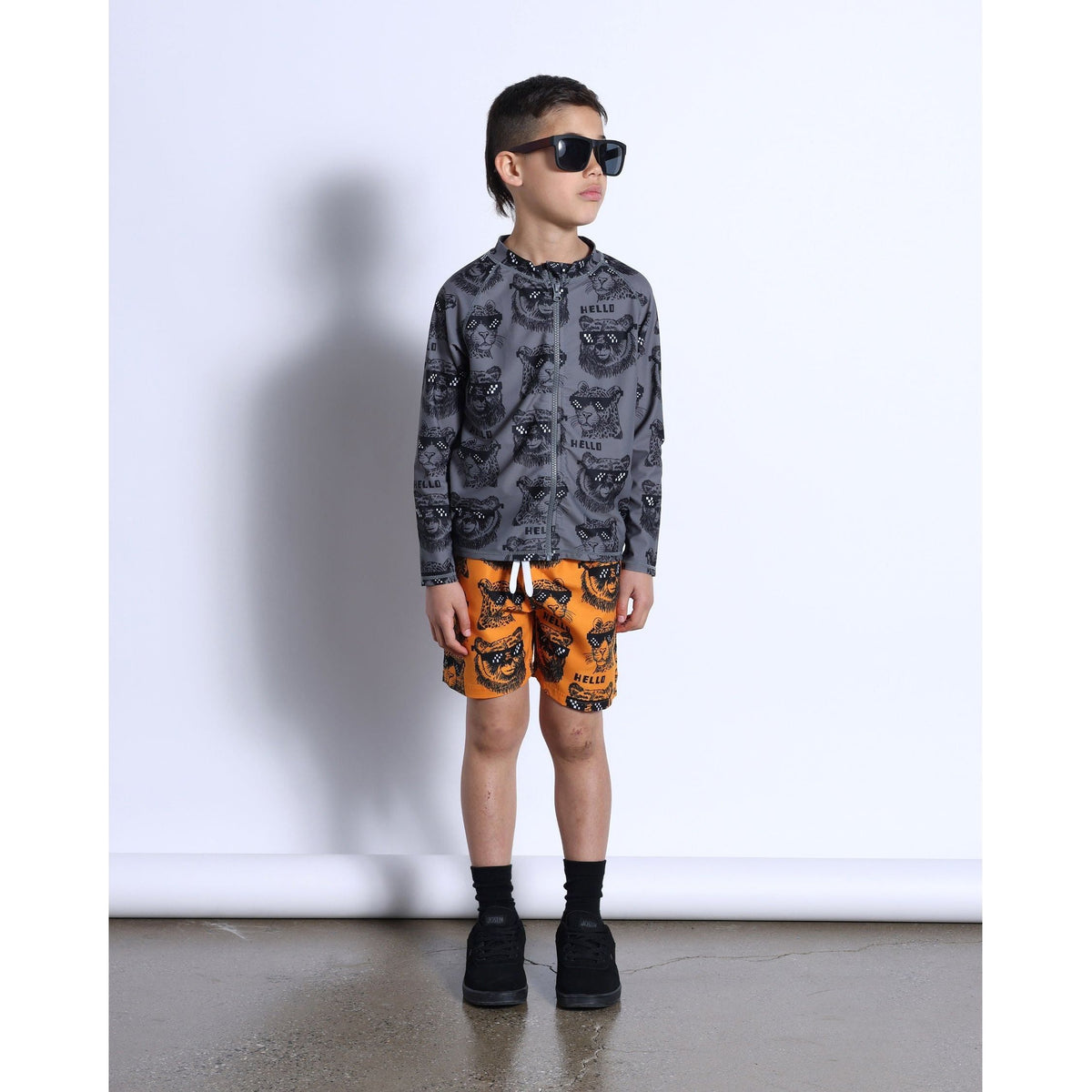 Pixelled Animals Rashie- Dark Grey