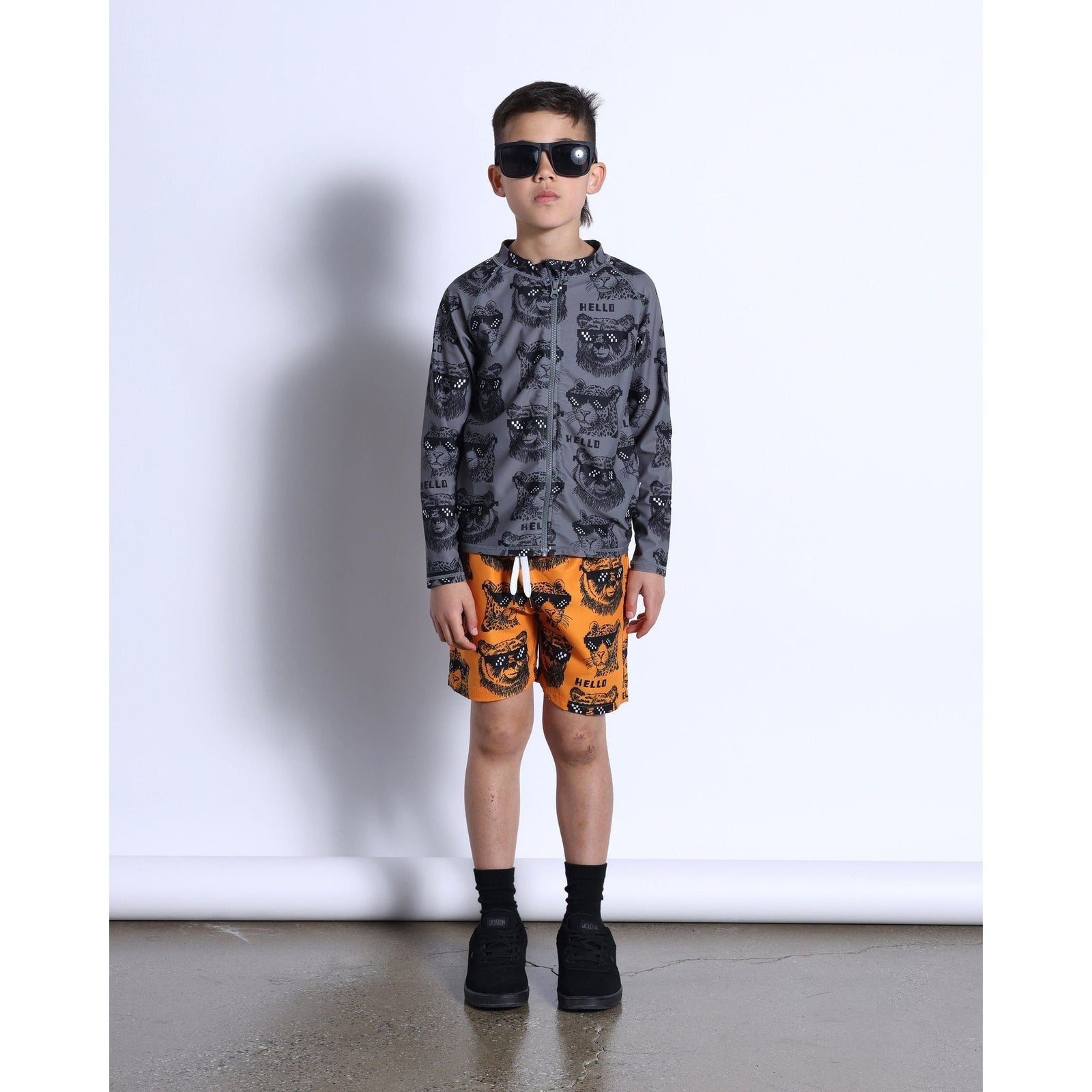 Pixelled Animals Boardies- Orange