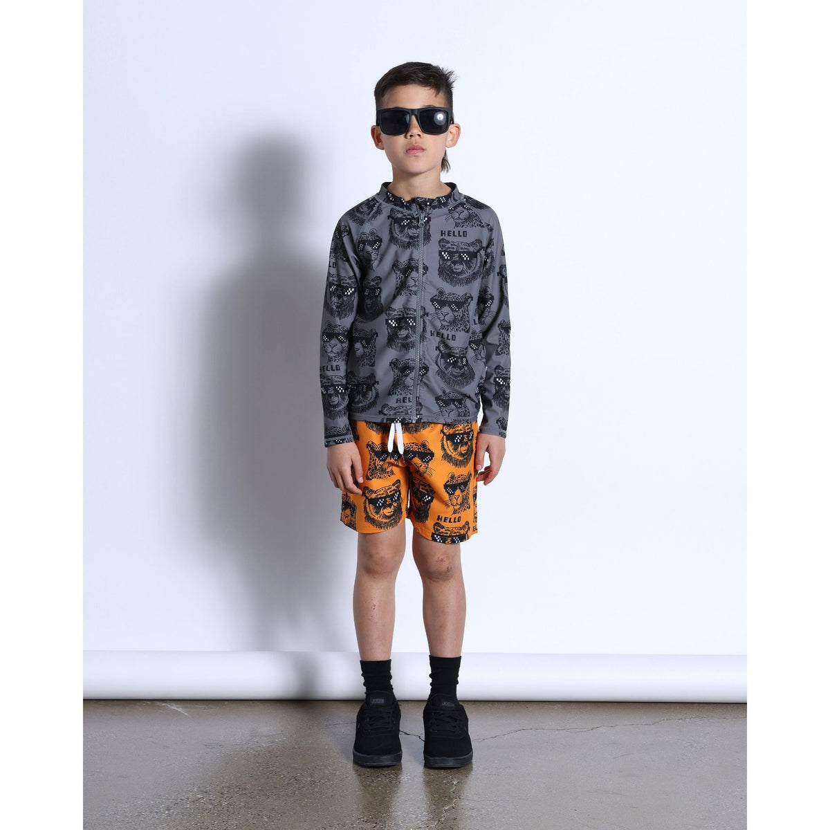 Pixelled Animals Rashie- Dark Grey