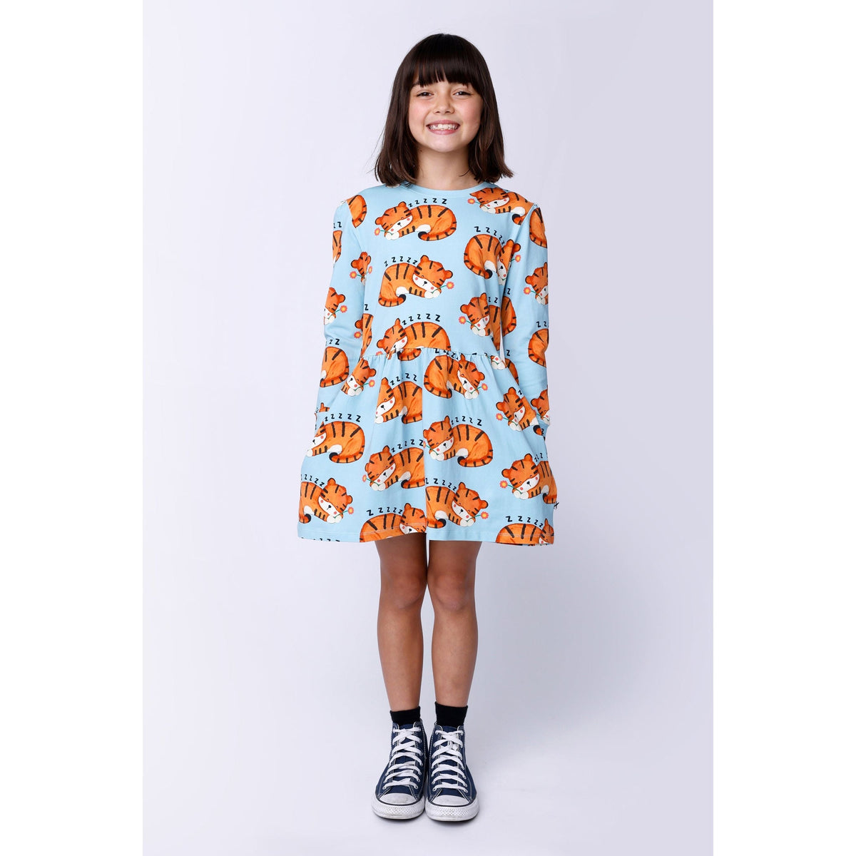 Sleepy Tigers Dress - Aqua