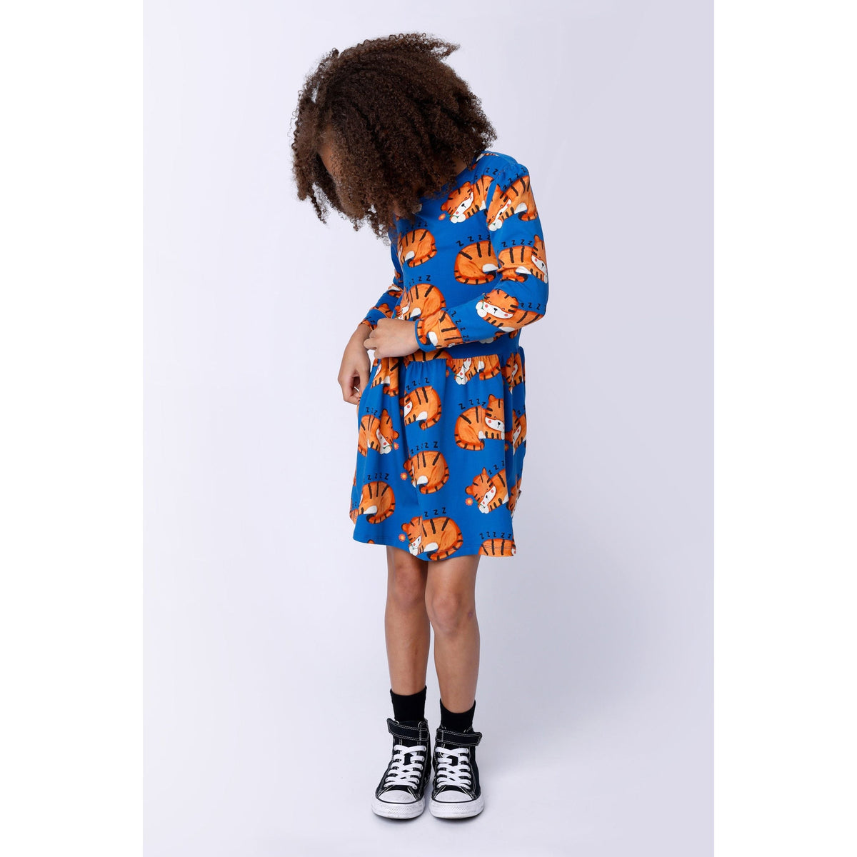 Sleepy Tigers Dress - Dark Blue