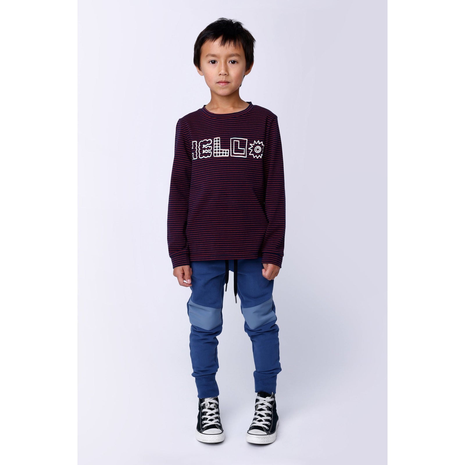 Nylon Patch Furry Trackies - Navy