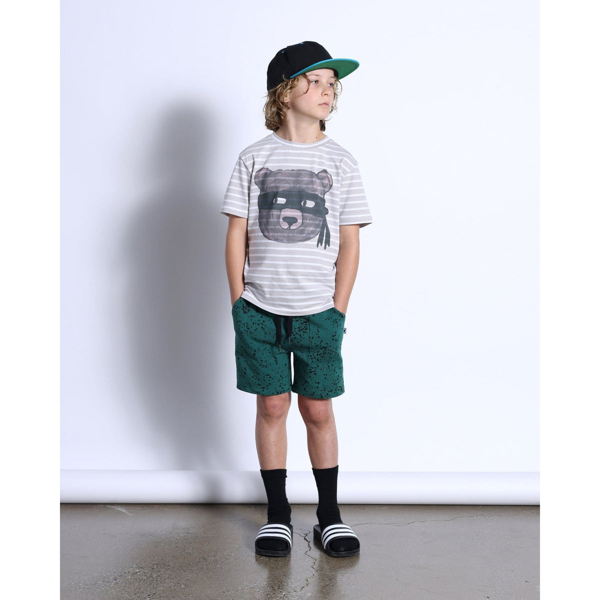 Bear In Disguise Tee- Slate/White Stripe