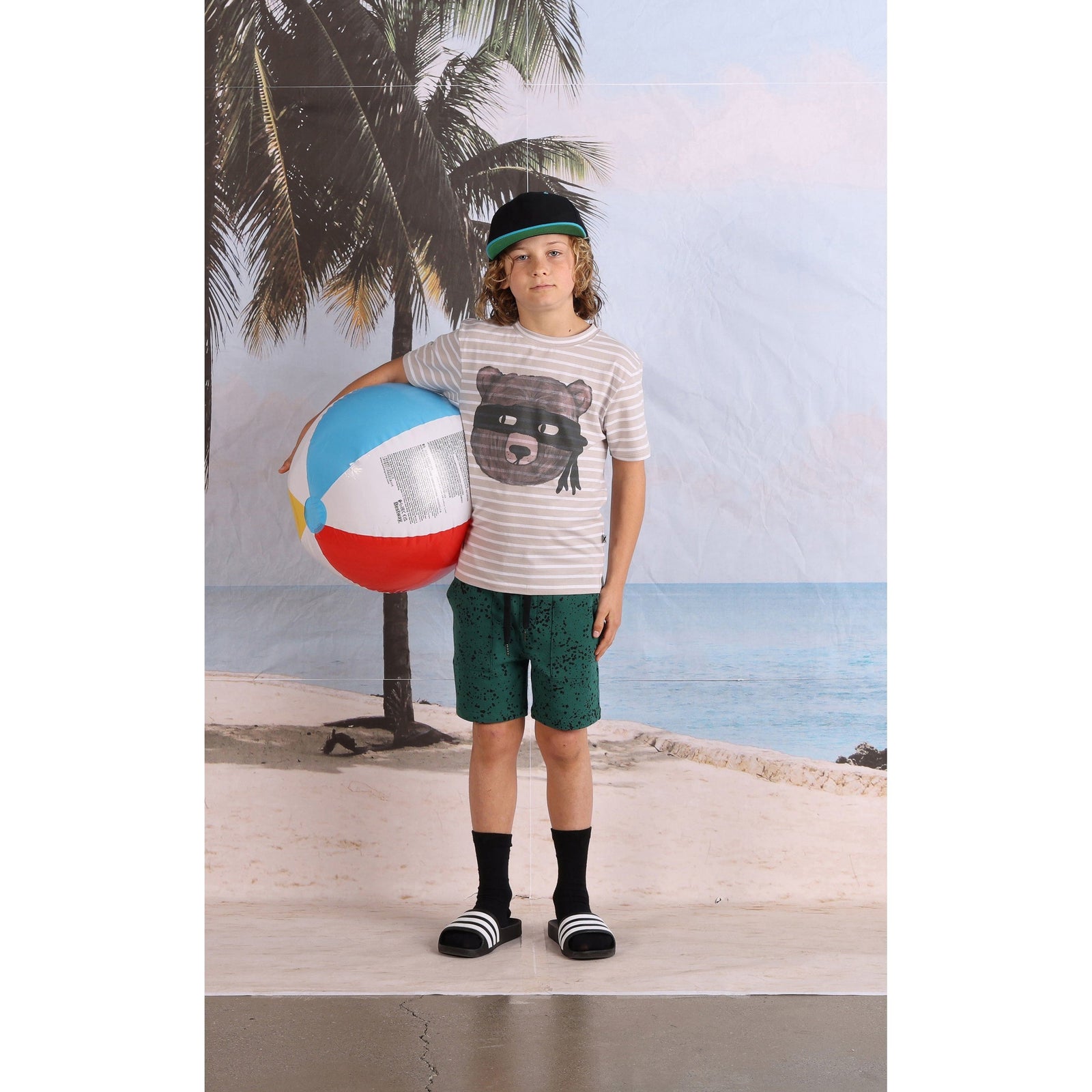 Bear In Disguise Tee- Slate/White Stripe