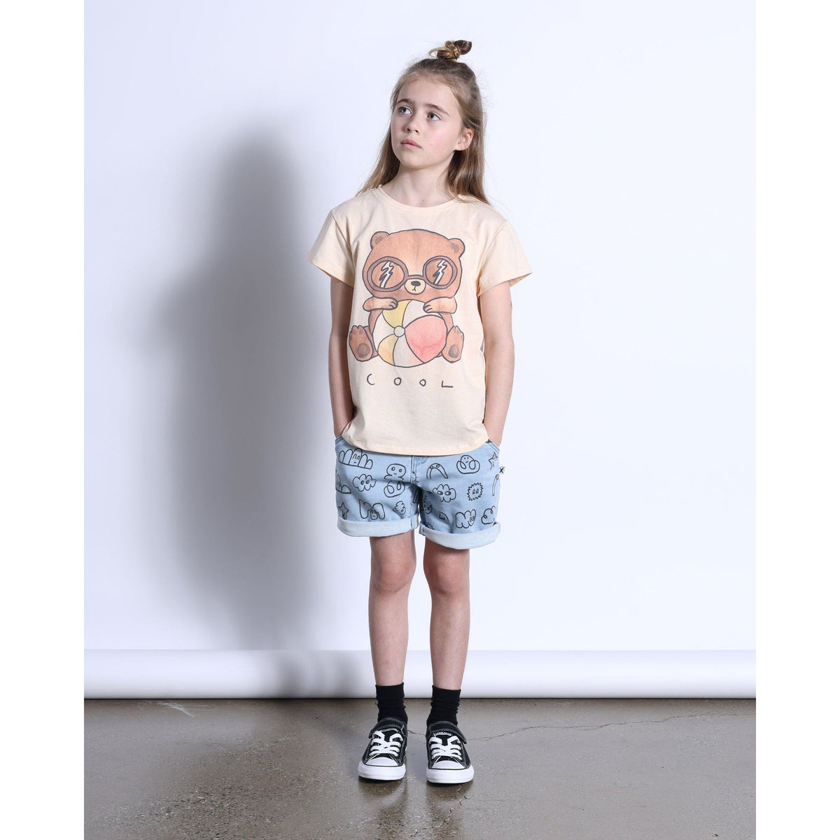 Cool Beach Bear Tee- Cream Marle