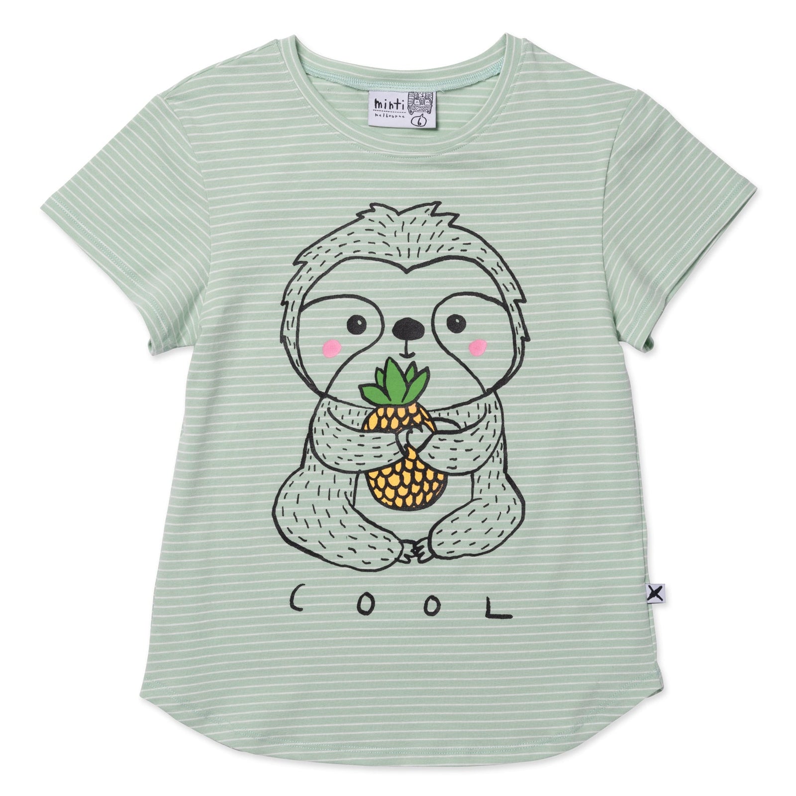 Cool Sloth Tee- Mint Stripe