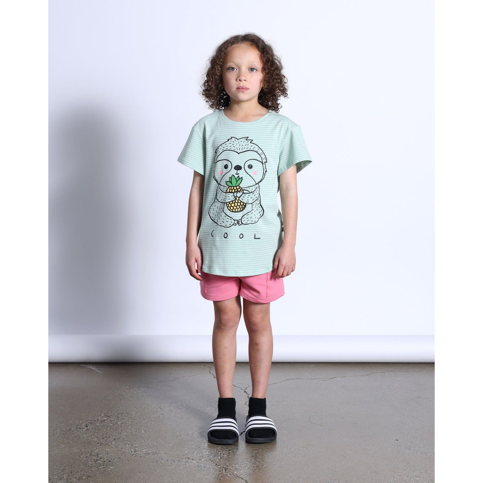 Cool Sloth Tee- Mint Stripe