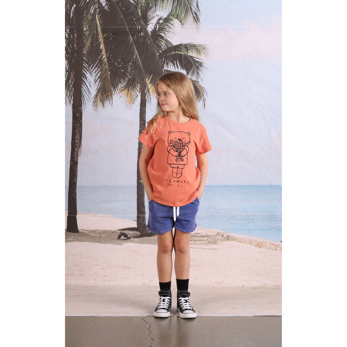 Flowers For You Tee- Apricot