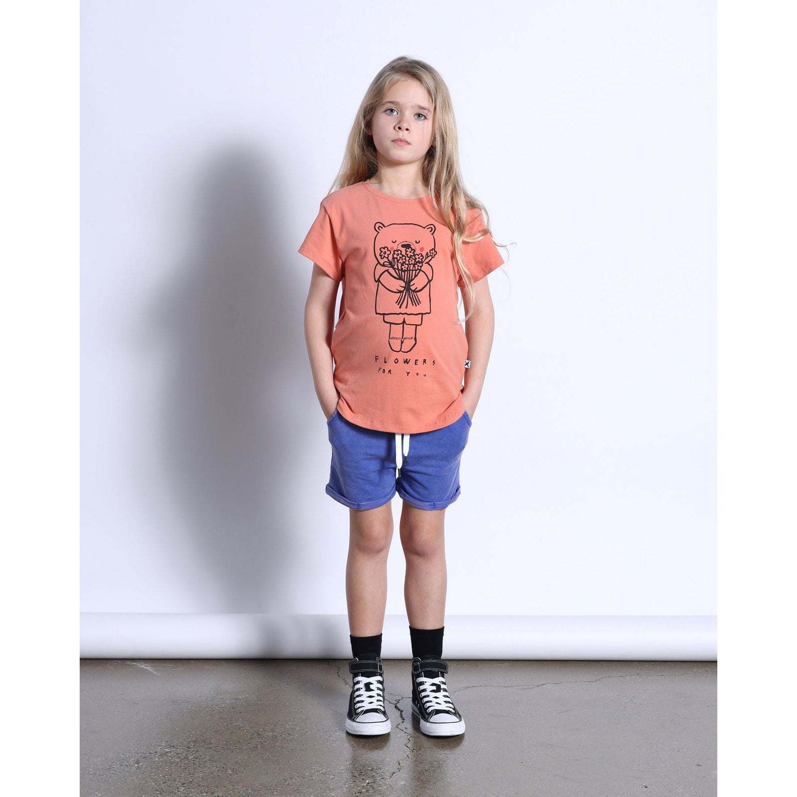 Flowers For You Tee- Apricot