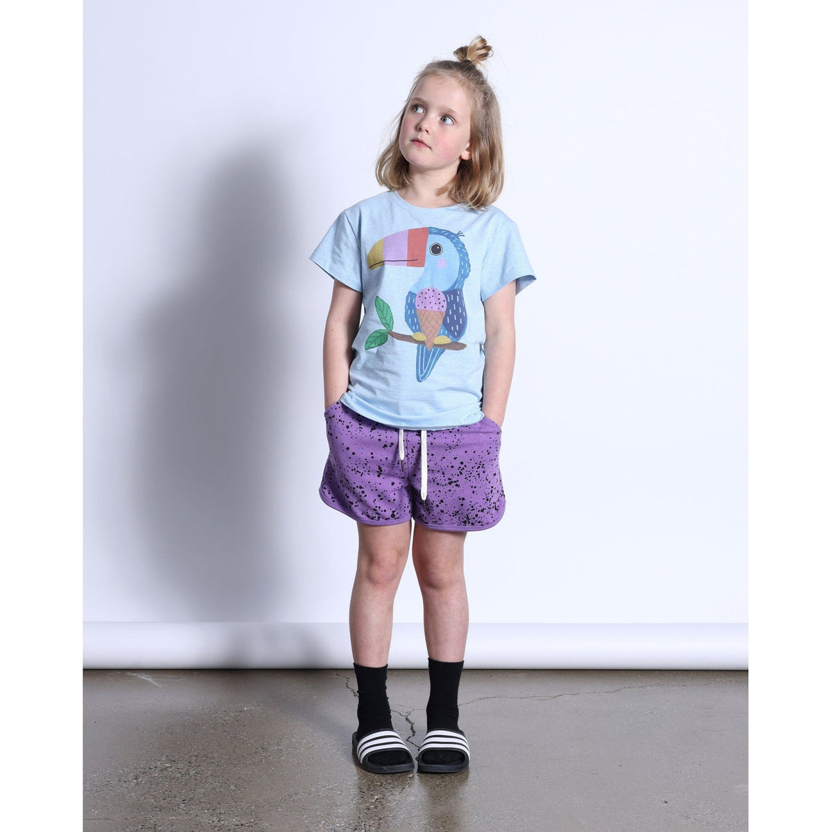 Icecream Toucan Tee- Cornflower Marle