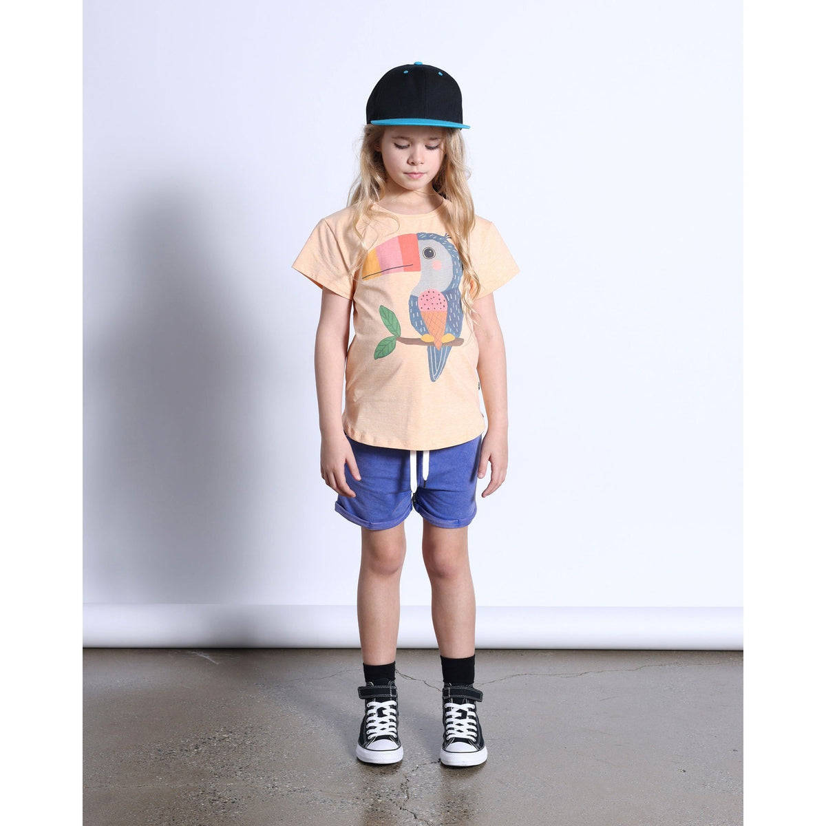 Icecream Toucan Tee- Light Orange Marle