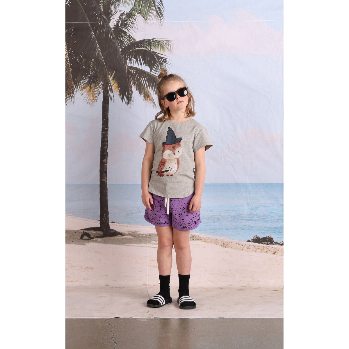 Magic Owl Tee- Grey Marle