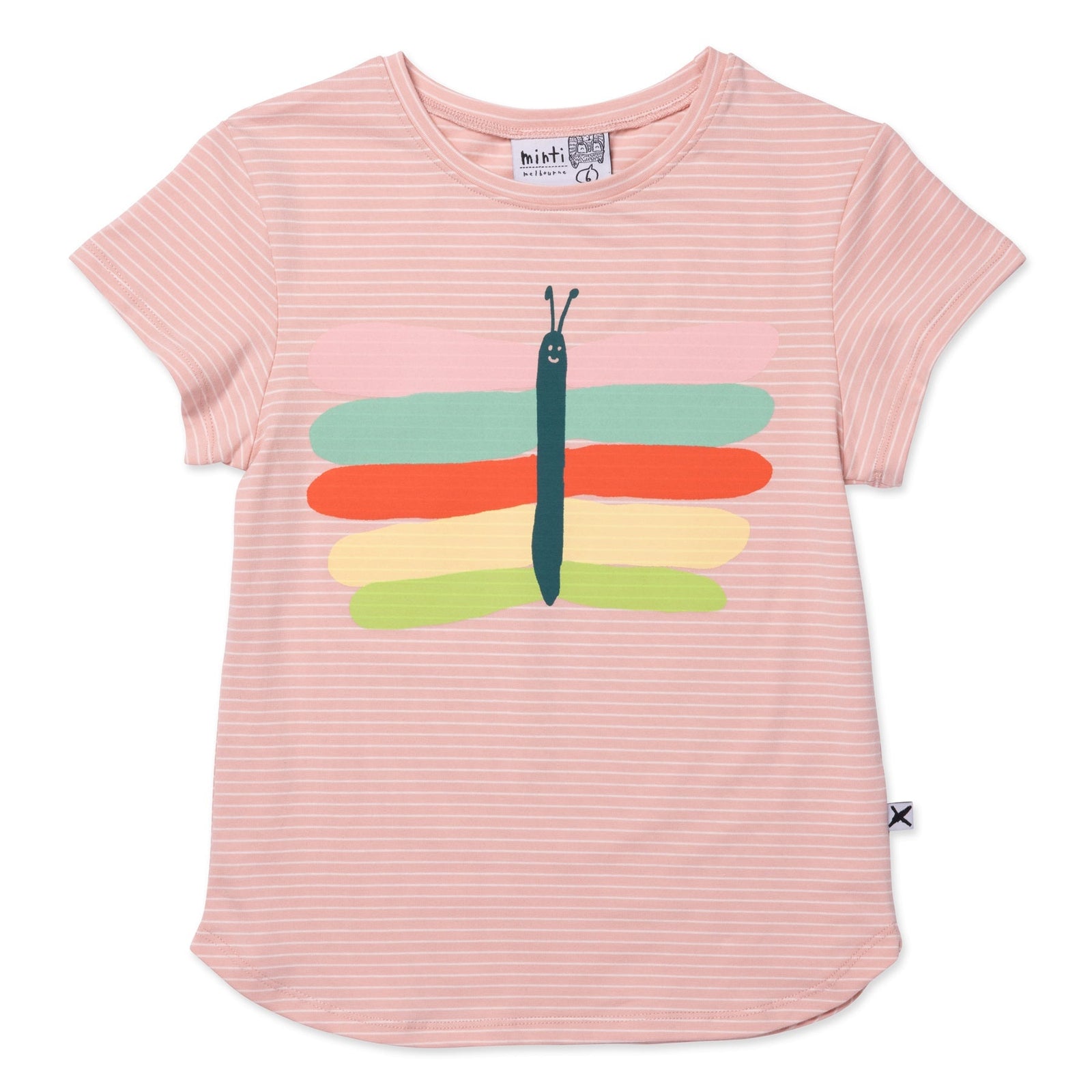 Pastel Butterfly Tee- Ballet Stripe