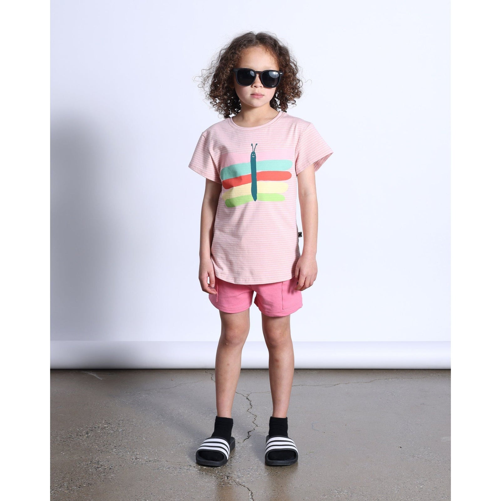 Pastel Butterfly Tee- Ballet Stripe