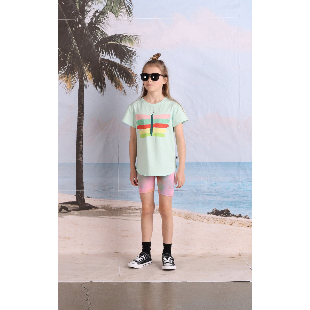 Pastel Butterfly Tee- Mint Marle