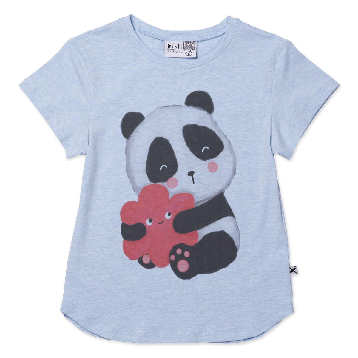Panda Hug Tee- Cornflower Marle